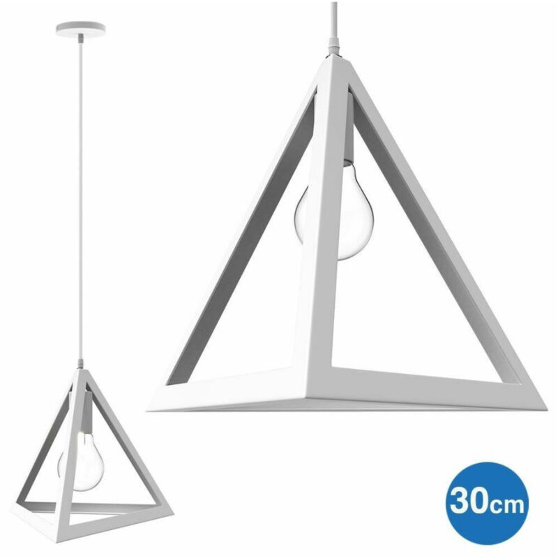 Lampadario Lampada Sospensione Piramide 30cm Design Moderno Paralume Bianco - - Trade Shop Traesio