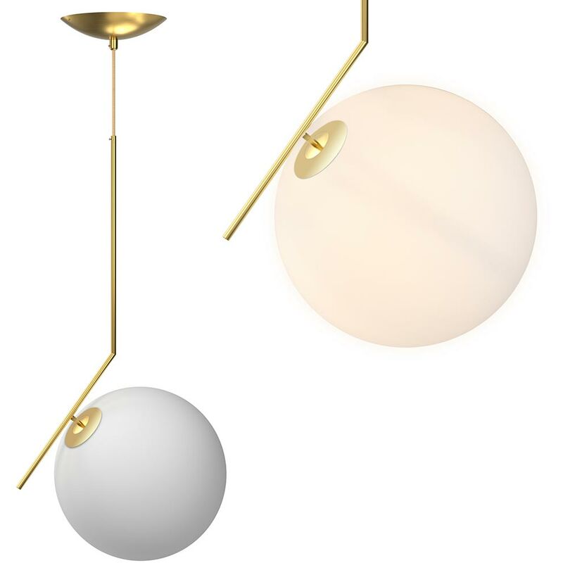 Image of Bakaji - Lampadario Lampada Sospensione Sfera 20 cm Design Moderno Paralume Metallo Oro