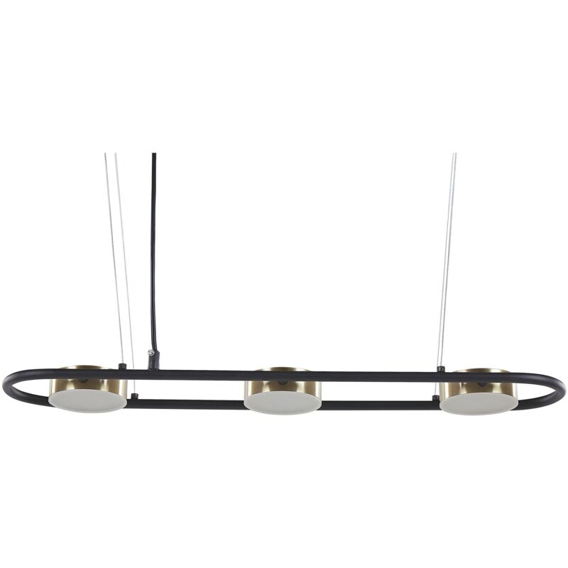 Image of Lampada a sospensione moderna led integrato 3 luci lampadario a binario metallo nero e ottone Mali