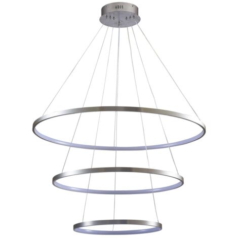 Lampadario LED 60W 4000K 3 anelli nichel Ø80cm Polux