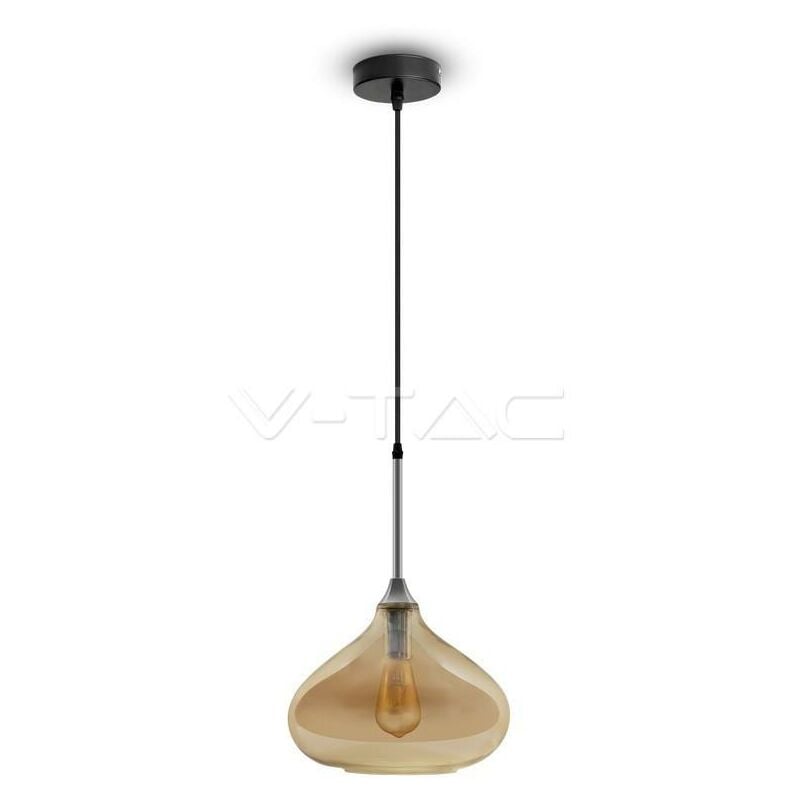 Image of Lampadario con portalampada moderno ambra vetro trasparente 280MM