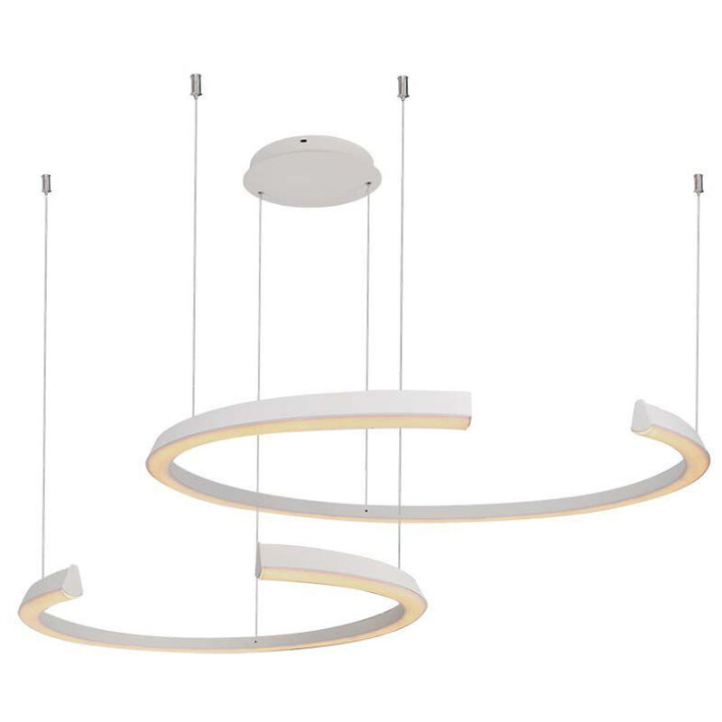 Image of Lampadario led a Sospensione con 2 Mezzaluna 48W in Metallo Colore Bianco 11080120cm 3000K Triac Dimmerabile - V-tac