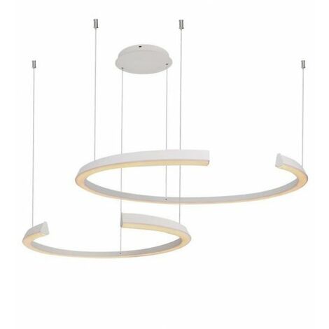 Lampadario circolare moderno a LED, lampada a sospensione regolabile 28W  6500K, plafoniera contemporanea a due cerchi diametro 40 cm (luce bianca  ited