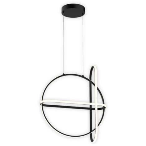 Lampadario LED ad anelli nero 48,6W Italux Cerrila