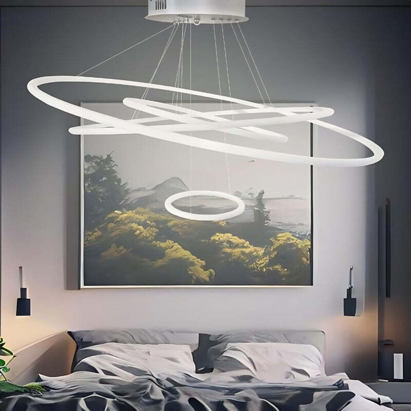 Lampadario LED con 4 Cerchi a Luce Fredda