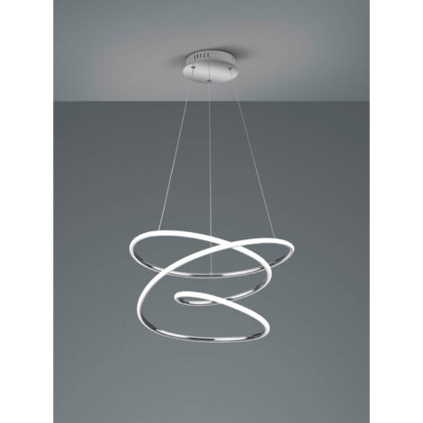 Lampadario Led Dimmer 4000k Design Moderno Vortice Cromo Bologna Trio Lighting