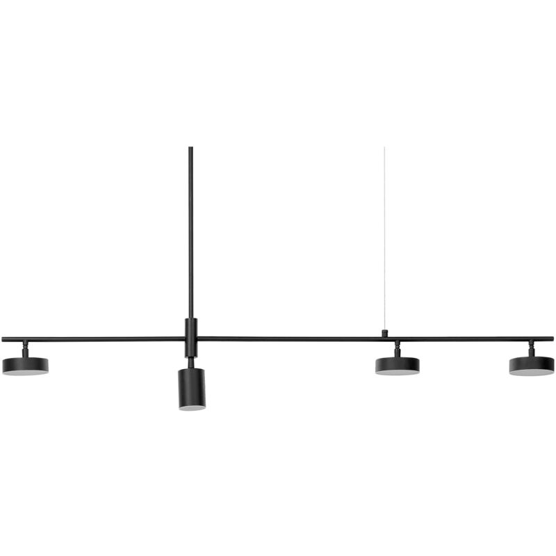 Image of Lampadario led in metallo nero 69 cm 4 luci binario moderno sala da pranzo Foyle