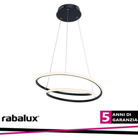 Lampadario LED Meridia 40W nero opaco 3000K Rabalux
