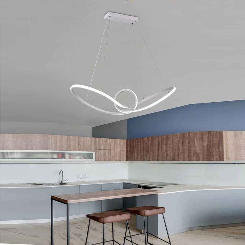 Image of Lampadario led moderno bianco lampada a sospensione 38 watt luce bianca fredda 6500k arredamento