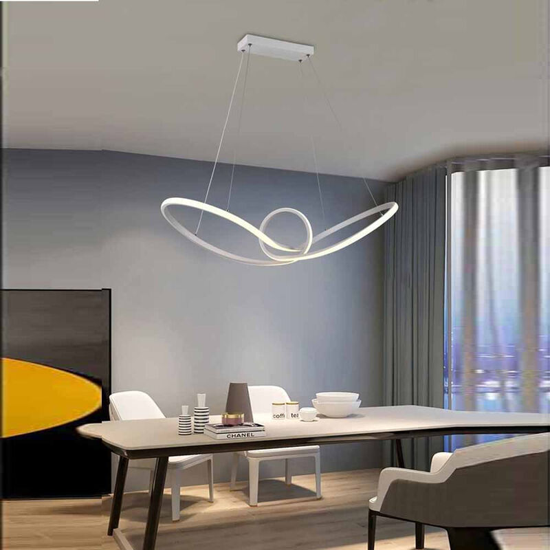 Image of Lampadario led moderno bianco lampada a sospensione 38 watt luce calda 3000k arredamento