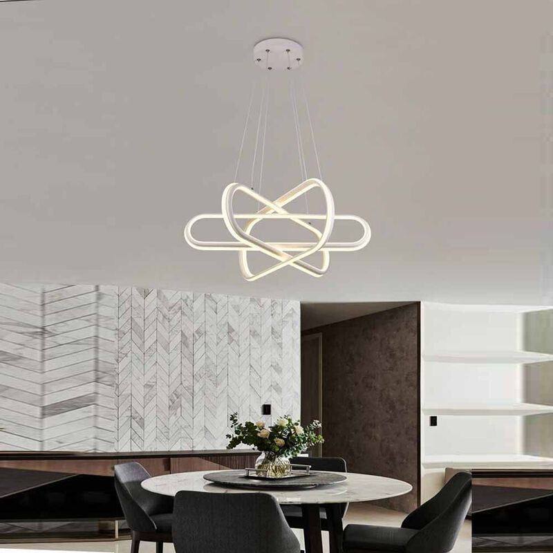 Image of Lampadario led moderno bianco lampada soggiorno a sospensione 94 watt luce calda 3000k