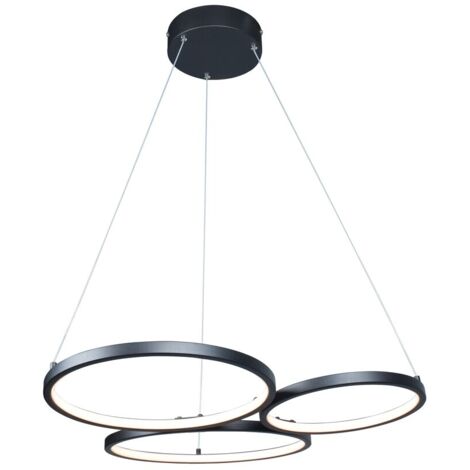 Lampadario LED nero moderno 3 anelli 38W Rabalux Formand