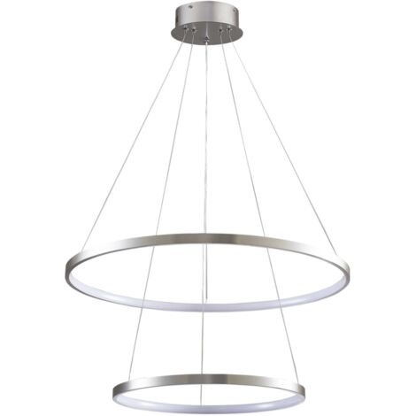 Lampadario LED Polux LEA 35W 4000K nichel Ø60 due anelli