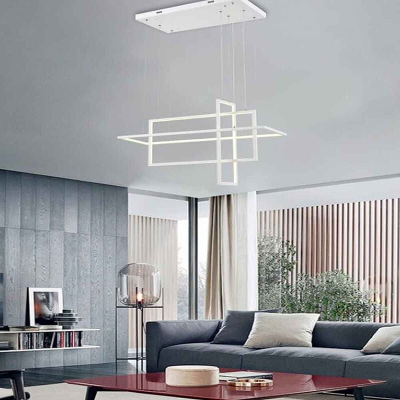 Image of Lampadario led sospensione geometrico 76 watt 3 rettangoli moderno lampada da soffitto 6080Lm luce calda 3000K