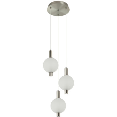 Lampadario LENTI 3 sfere vetro bianco LED 18W Italux