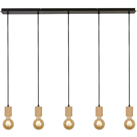 Lampadario Lineare Industrial-Nordico Spinoso Acciaio Nero Marrone 5 Luci E27