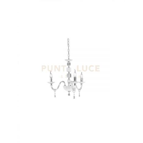 LAMPADARIO LIVIA 3 LUCI BIANCO- TRASPARENTE E CROMO ATTACCO E14 D.60CM
