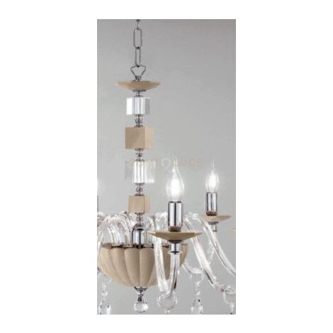 LAMPADARIO LIVIA 6 LUCI TORTORA- TRASPARENTE E CROMO ATTACCO E14 D.70CM