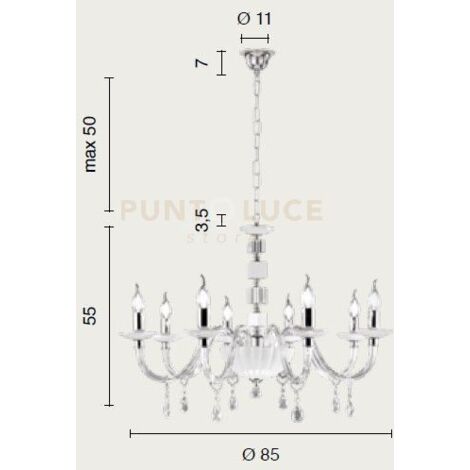 LAMPADARIO LIVIA 8 LUCI FUME'- TRASPARENTE E CROMO ATTACCO E14 D.85CM