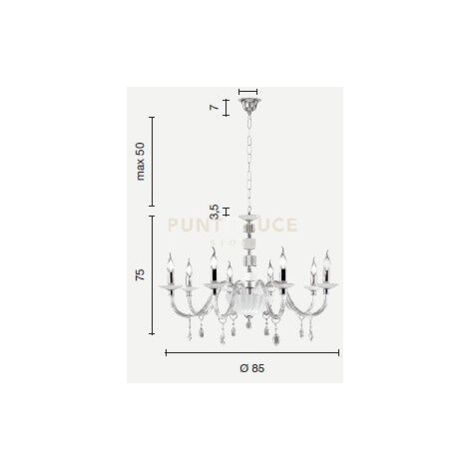 LAMPADARIO LIVIA 8 LUCI OTTANIO- TRASPARENTE E CROMO ATTACCO E14 D.85CM