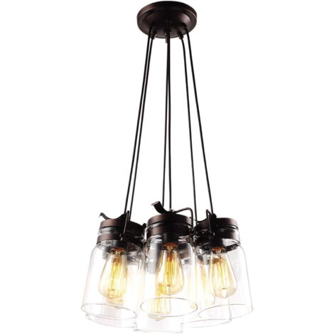 Lampadario loft in vetro bronzo Kaja Raven 6xE27 40cm