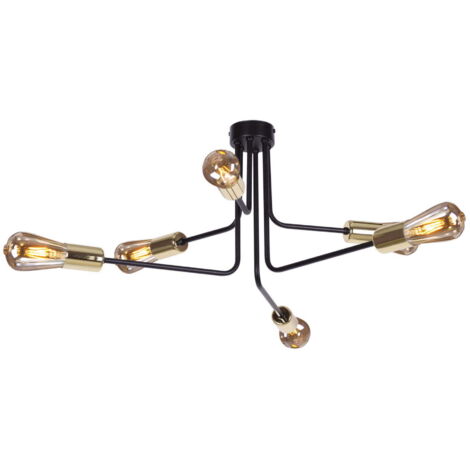 Lampadario loft nero doppio 6 luci E27 Kaja K-4941