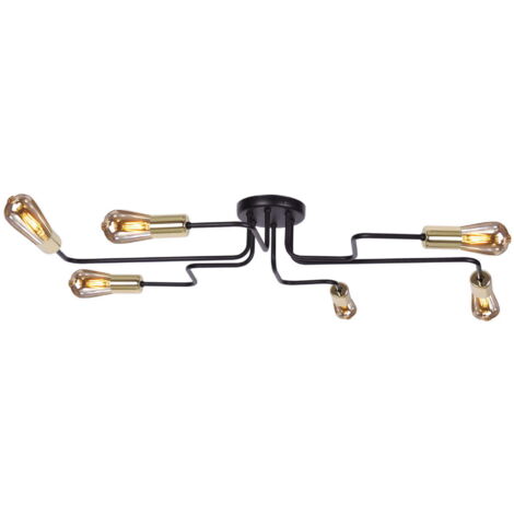 Lampadario loft nero doppio circuito 6 luci Kaja K-4940