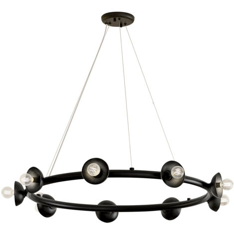Lampadario loft nero satinato anello Ø88 9xE14 Kichler