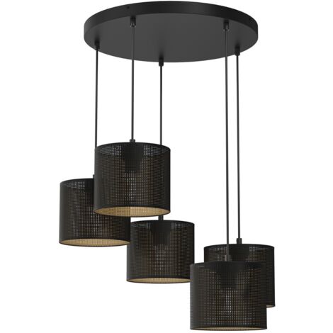 Lampadario Loft Shade nero oro 5 luci E27 Luminex