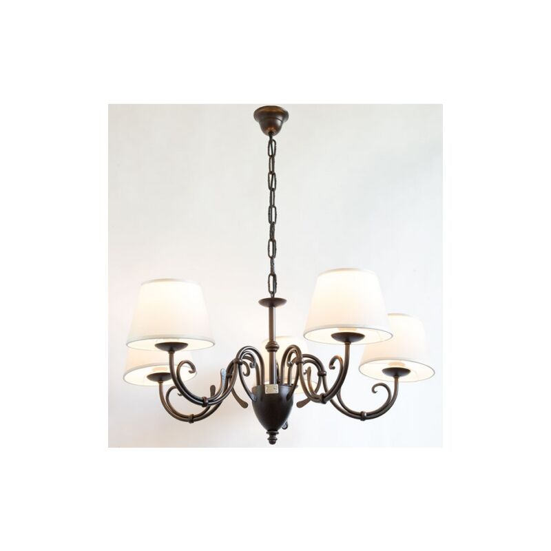 Image of Lampadario loira 5 luci in ferro battuto Cruccolini lampade lampione applique