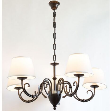 LAMPADARIO LOIRA 5 LUCI IN FERRO BATTUTO CRUCCOLINI LAMPADE LAMPIONE APPLIQUE