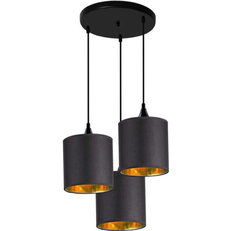 Lampadario LONG Talerz nero/oro Ø40 3xE14 Candellux
