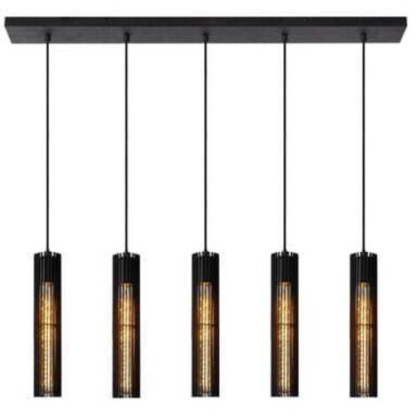 Lampadario Lucide Lionel 5 luci E27 nero dimmerabile