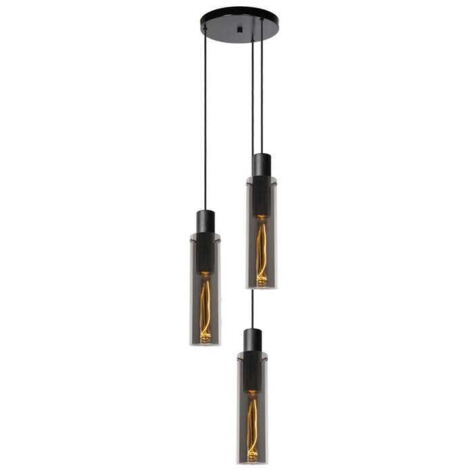 Lampadario Lucide Orlando 3xE27 metallo/vetro nero