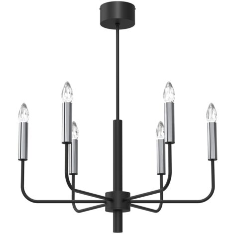 Lampadario Luminex Akasya in metallo nero/cromo 6xE14 Ø65