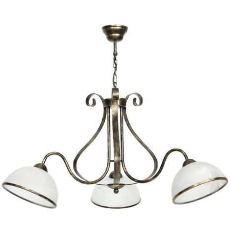 Lampadario Luminex Antica retro ottone 3 vetri E27