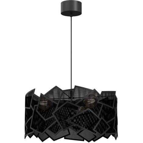 Lampadario Luminex Camo nero metallo 3xE27 Ø49,5 H110 cm