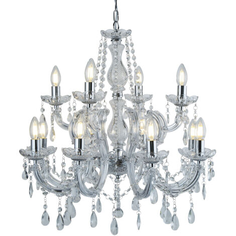 Lampadario Marie Therese 12Lt - Metallo cromato e acrilico trasparente