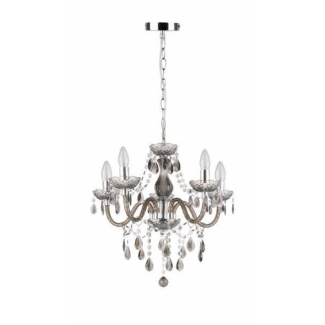 Lampadario Marie vintage glamour 5xE14 cromo/nero Reality