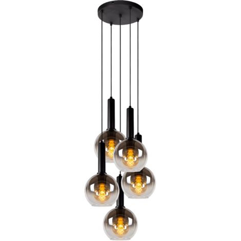 Lampadario MARIUS Lucide nero 5 sfere vetro E27 40W