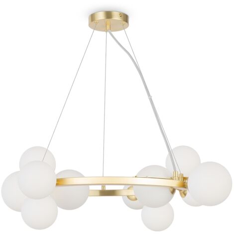 Lampadario Maytoni Dallas 11 luci ottone sfere bianche