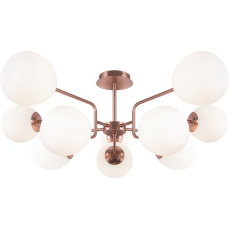 Lampadario Maytoni Erich rame 10 luci sfere bianche
