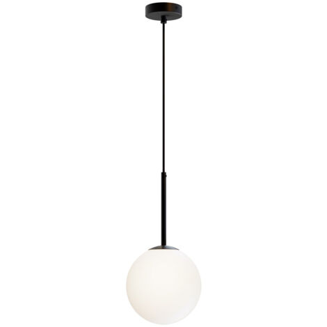 Lampadario Minimal Basic Form Grande In Metallo Nero 1 Luce E Diffusore Bianco