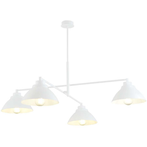 Lampadario Minimal Castore Acciaio Bianco 4 Luci E27 Ip20
