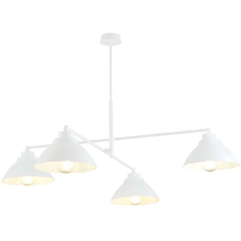 Lampadario Minimal Castore Acciaio Bianco 4 Luci E27 Ip20