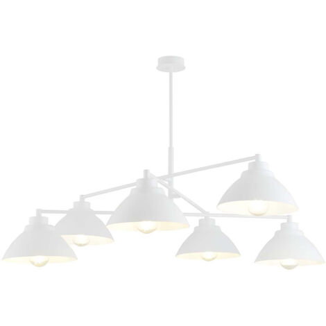 Lampadario Minimal Castore Acciaio Bianco 6 Luci E27 Ip20
