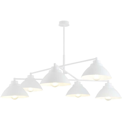 Lampadario Minimal Castore Acciaio Bianco 6 Luci E27 Ip20