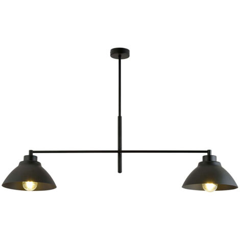 Lampadario Minimal Castore Acciaio Nero 2 Luci E27 Ip20