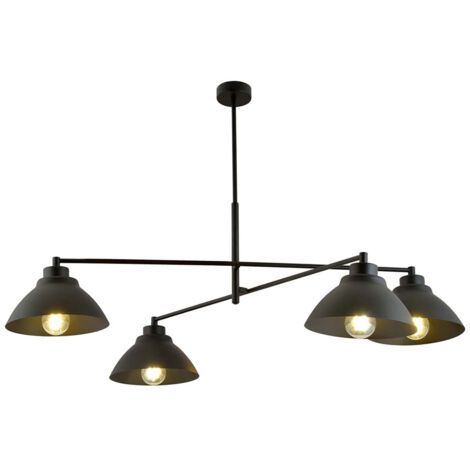Lampadario Minimal Castore Acciaio Nero 4 Luci E27 Ip20
