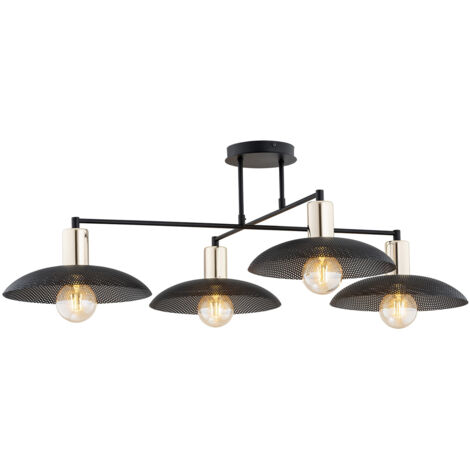 Lampadario Minimal Enki Acciaio Nero 4 Luci E27 Ip20